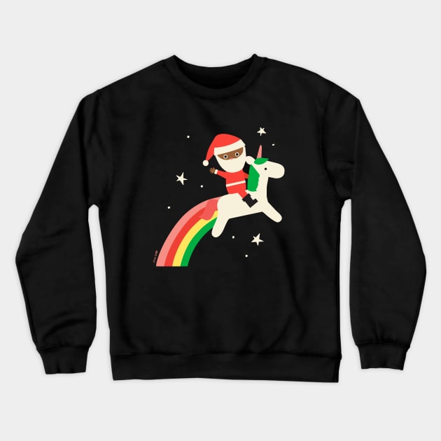 Santa Unicorn Crewneck Sweatshirt by Ann Kelle
